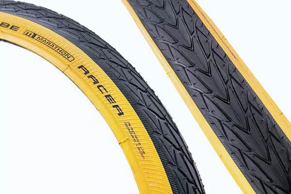 Schwalbe Marathon Racer Tanwall Tyre For Brompton 1 Schwalbe Marathon Racer Tanwall Tyre For Brompton